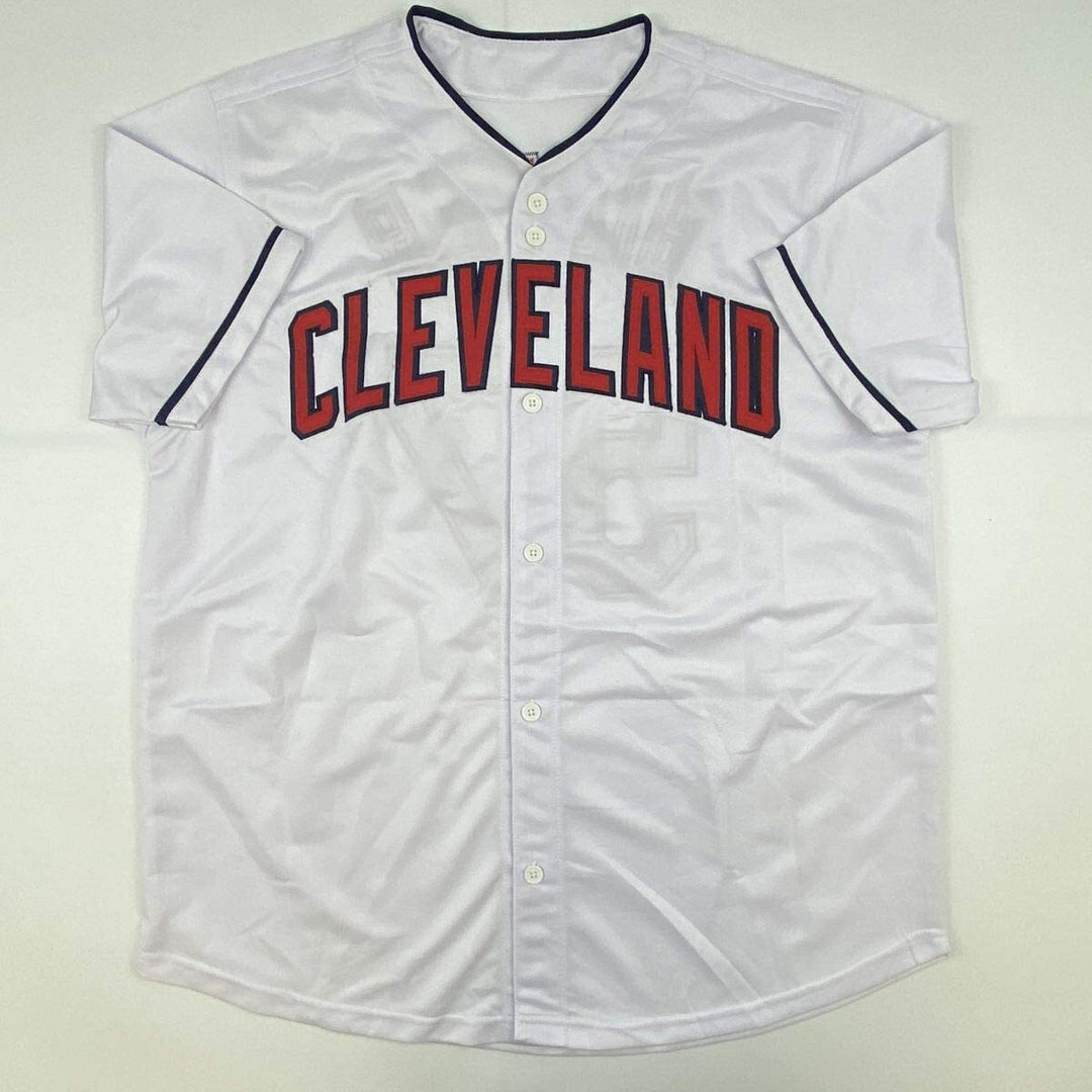 Autographed/Signed SHANE BIEBER Cleveland White Baseball Jersey JSA COA Auto
