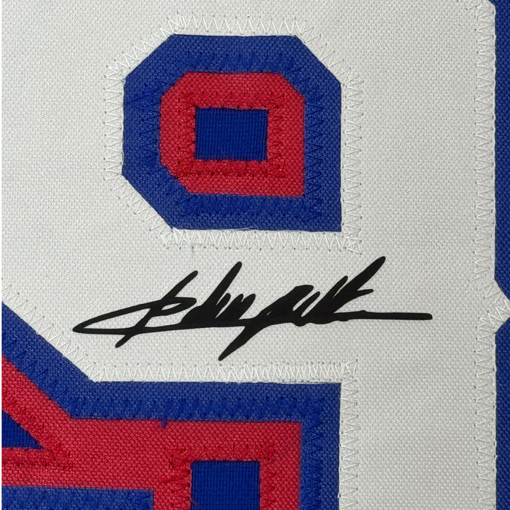 Framed Facsimile Autographed Adrian Beltre 33x42 Blue Reprint Laser Auto Jersey