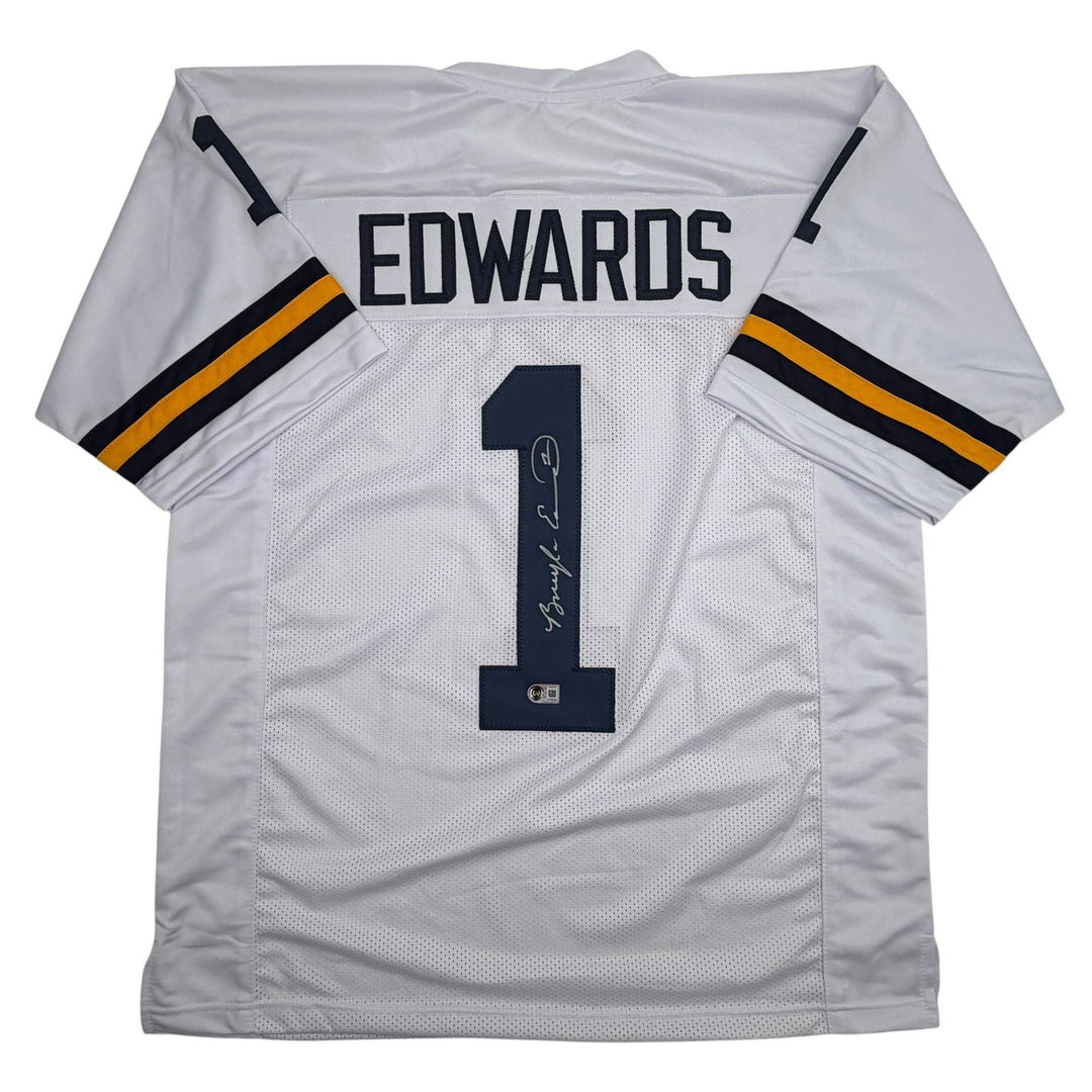 Autographed/Signed Braylon Edwards Michigan White Jersey Beckett BAS COA