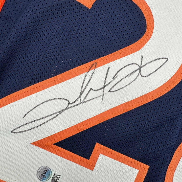 Autographed/Signed Clinton Portis Denver Blue Jersey Beckett BAS COA