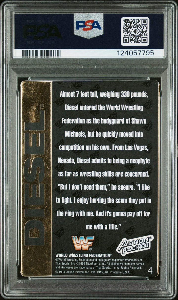 Graded 1994 Action Packed Kevin Nash Diesel #4 Rookie Card PSA 8 Card Auto AUTH