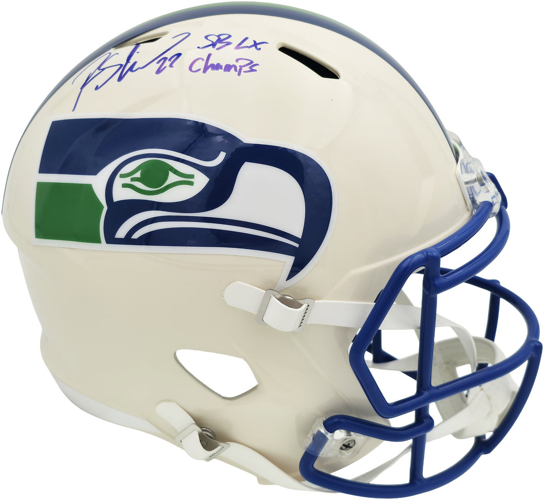Rashid Shaheed Signed Seahawks Cream Retro Full Size Speed Replica Helmet MCS