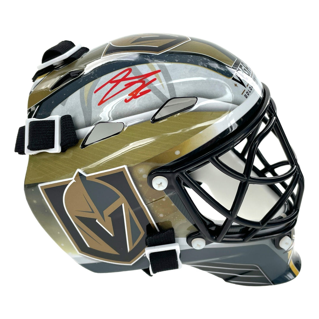 Logan Thompson Autographed Vegas Golden Knights Mini Goalie Mask COA IGM Helmet
