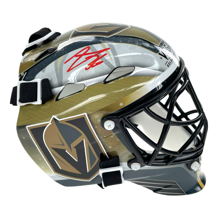 Logan Thompson Autographed Vegas Golden Knights Mini Goalie Mask COA IGM Helmet
