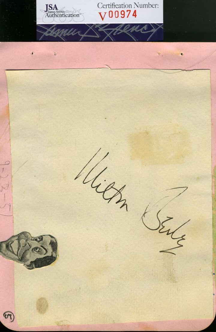 Milton Bearle Jsa Coa Hand Signed Vintage 1951 Album Page Autograph Authentic