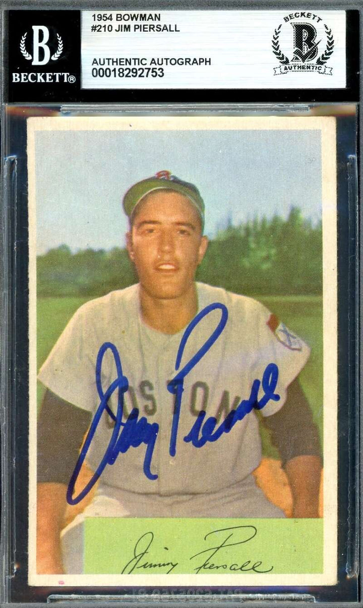 Jim Piersall Beckett BAS Signed 1954 Bowman Autographed