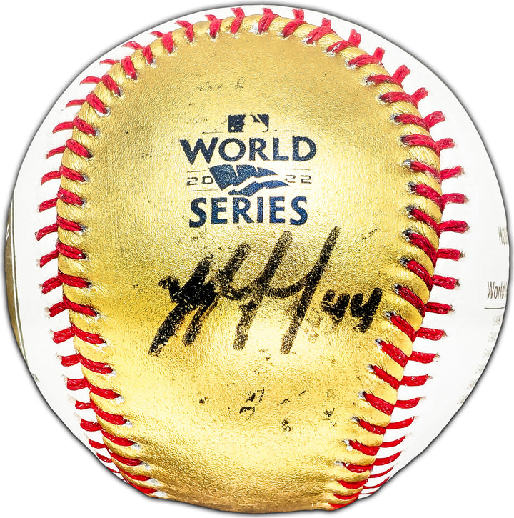 Yordan Alvarez Autographed 2022 Gold WS Baseball Astros Beckett W381821