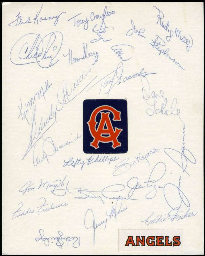 1971 Angels Team Sheet Signed 22 JSA Loa Sandy Alomar Fregosi Tony Conigliaro