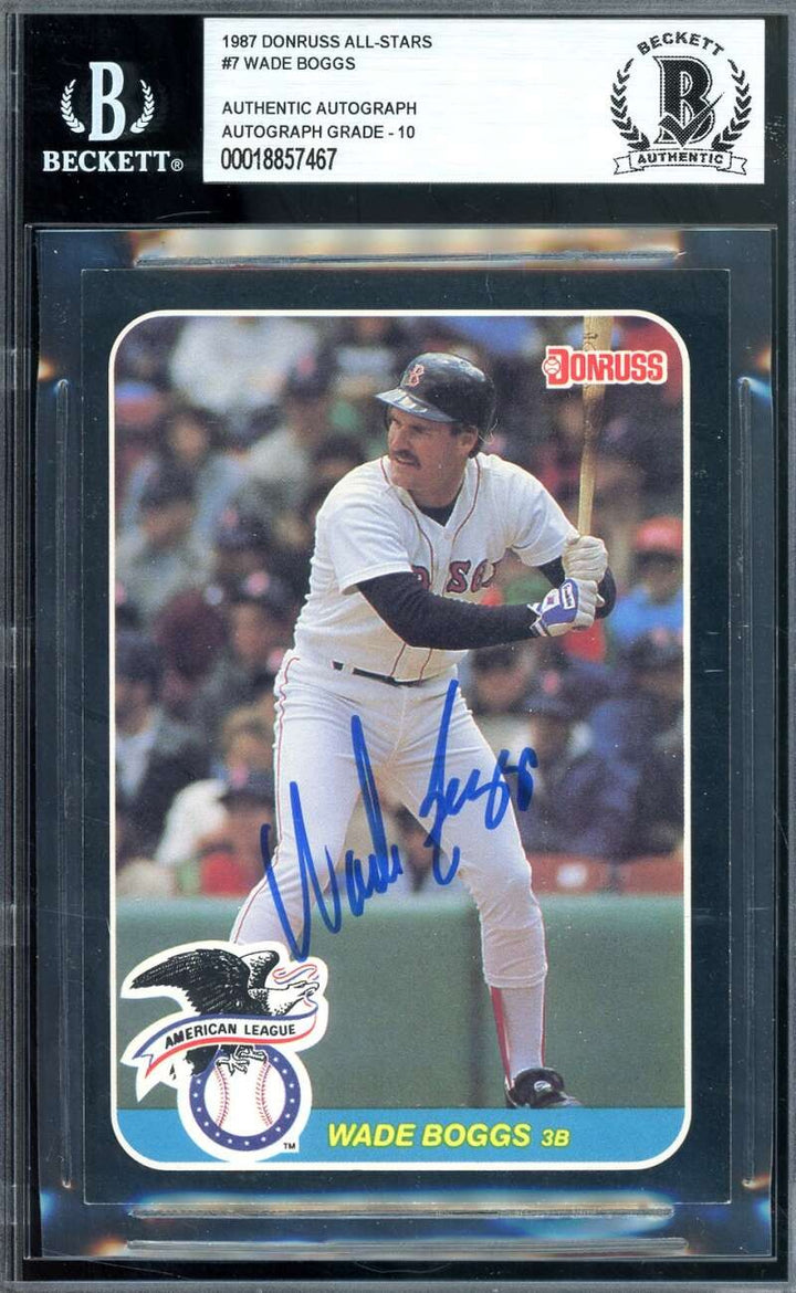 Wade Boggs Gem Mint 10 Beckett BAS Signed 1987 Donruss All Stars Autographed