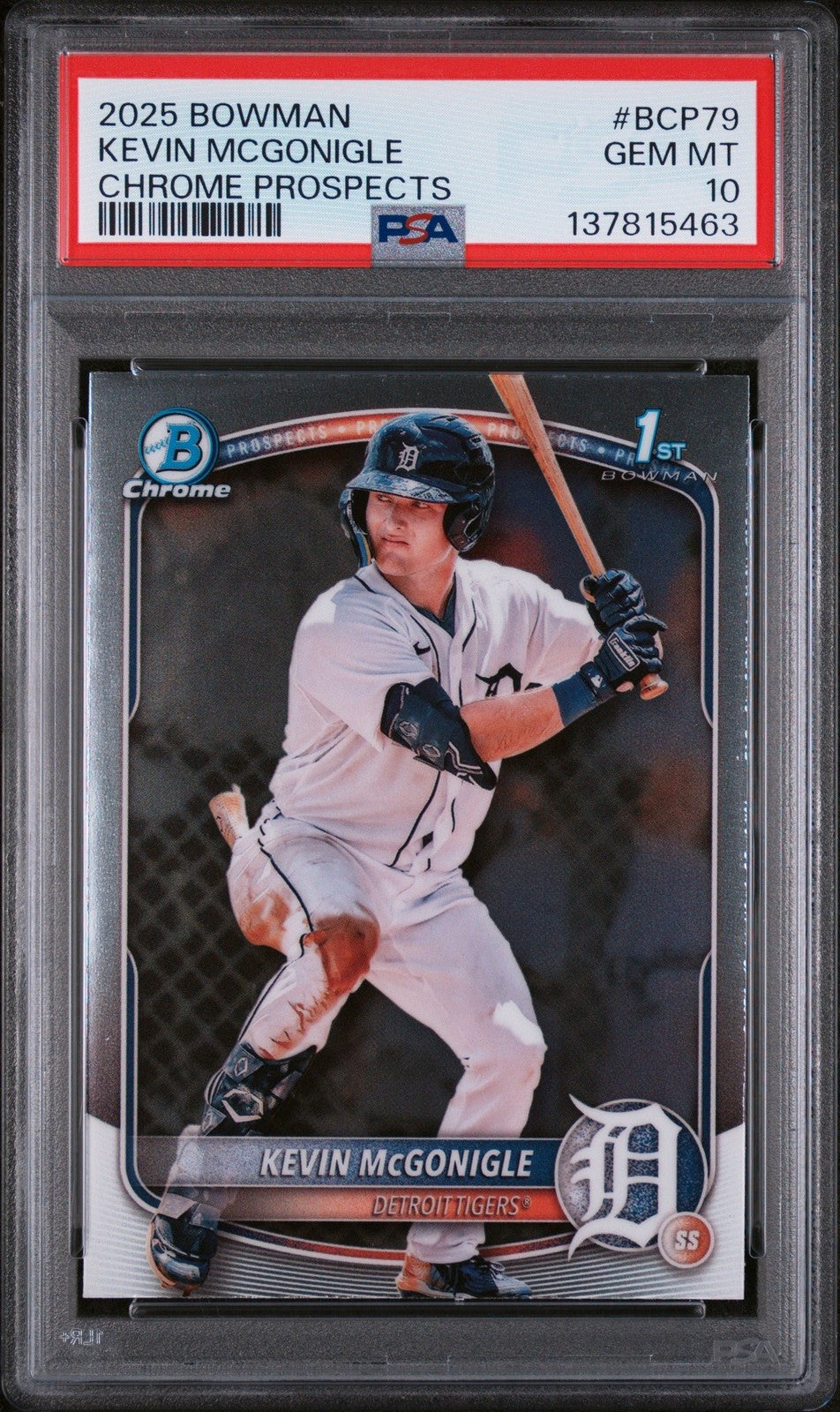 Graded 2025 Bowman Chrome Kevin McGonigle #BCP79 Prospects RC Card PSA 10