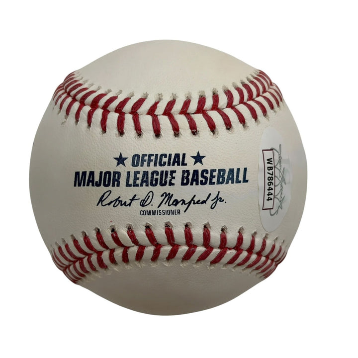 Autographed/Signed Tom Glavine HOF 14 Logo Rawlings ROML Baseball JSA COA