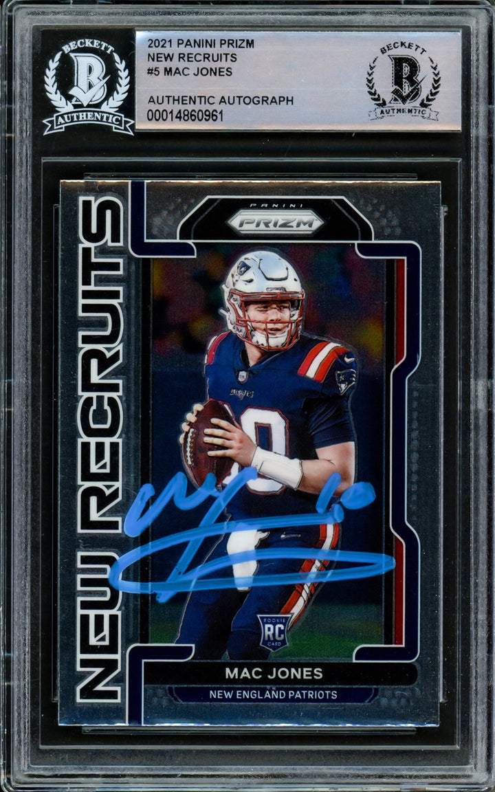 Mac Jones Auto 2021 Panini Prizm New Recruits RC NR-5 Patriots Beckett #14860961
