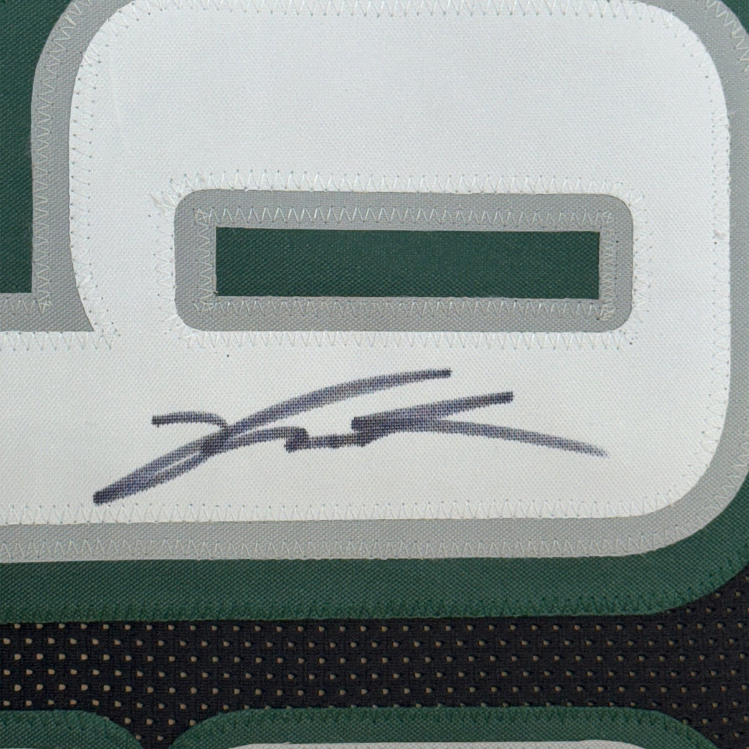 Framed Autographed/Signed Jalen Carter 35x39 Black Jersey Beckett BAS COA