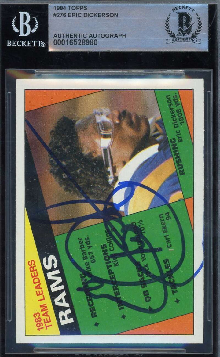 Eric Dickerson Beckett BAS Signed 1984 Topps Rookie Autograph