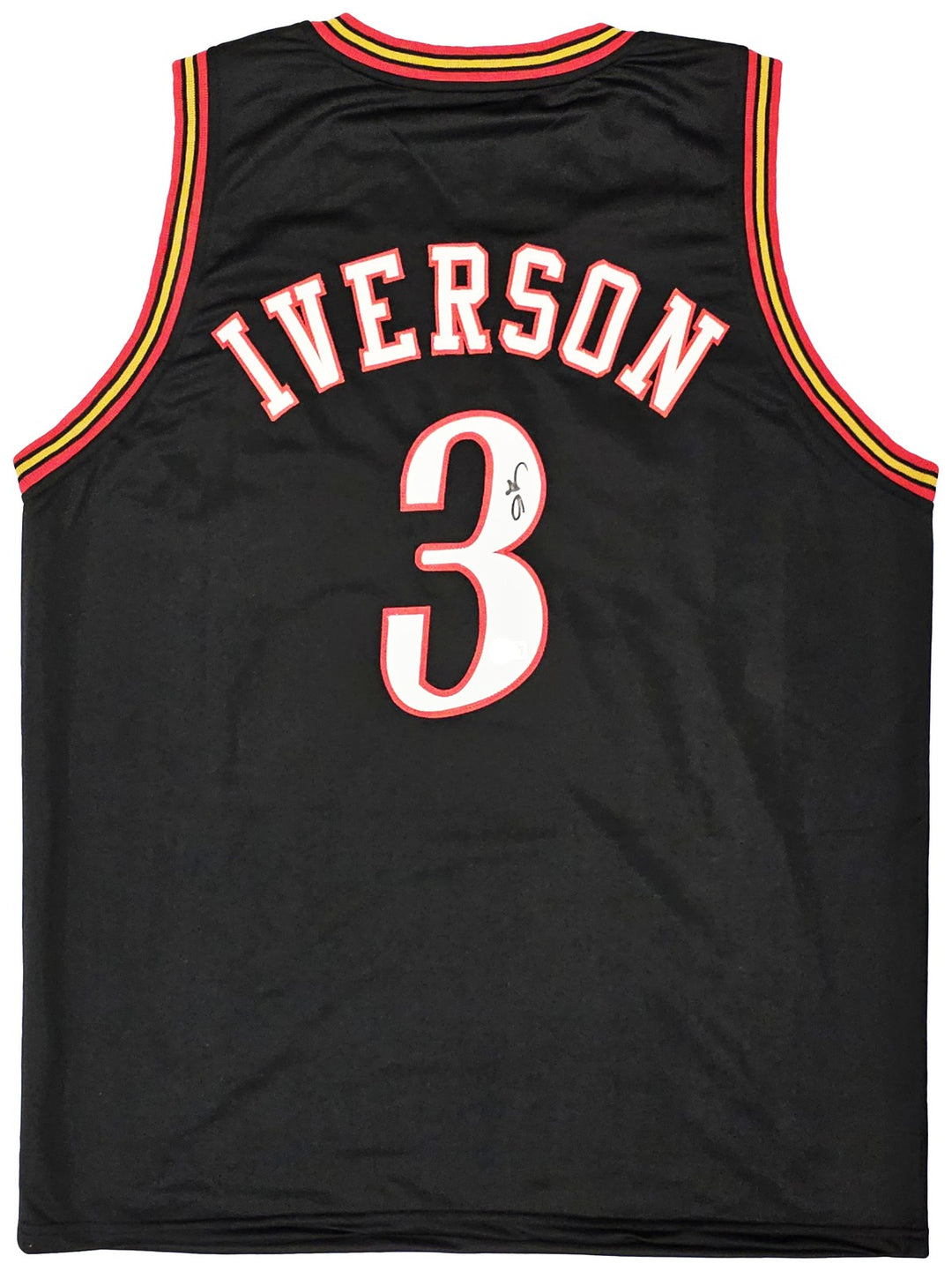Philadelphia 76ers Allen Iverson Signed Black Jersey Beckett Wit