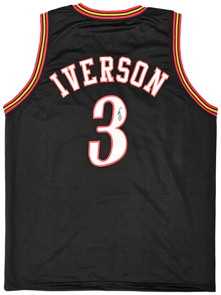 Philadelphia 76ers Allen Iverson Signed Black Jersey Beckett Wit