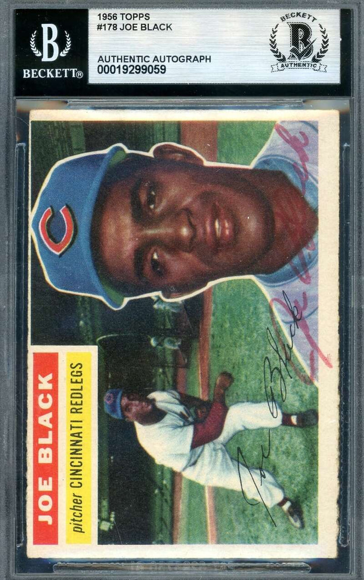 Joe Black Beckett BAS Vintage Signed 1956 Topps Autograph Cubs