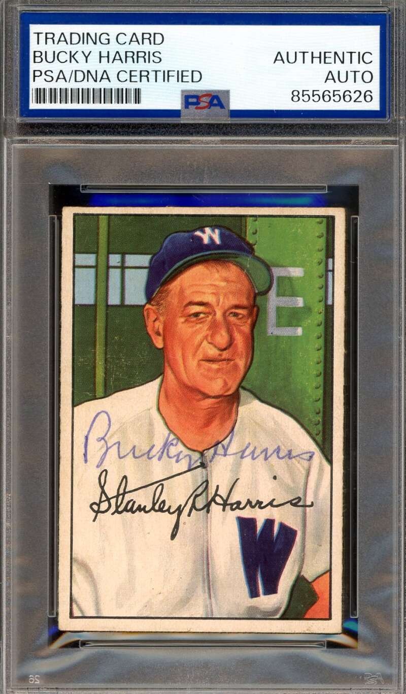 Bucky Harris PSA DNA Vintage Signed 1952 Bowman Autograph