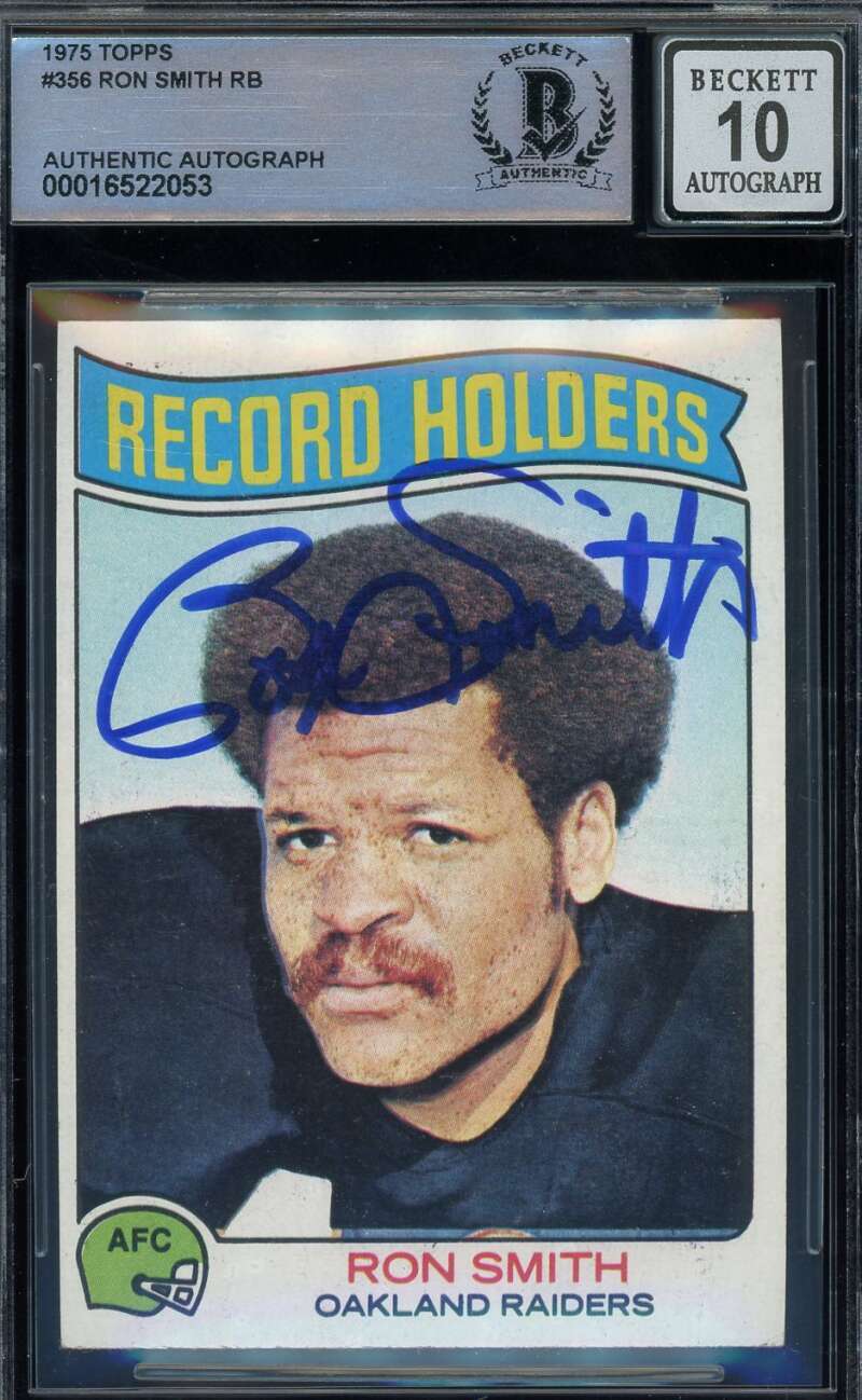 Ron Smith Gem Mint 10 Beckett BAS Signed 1975 Topps Autograph
