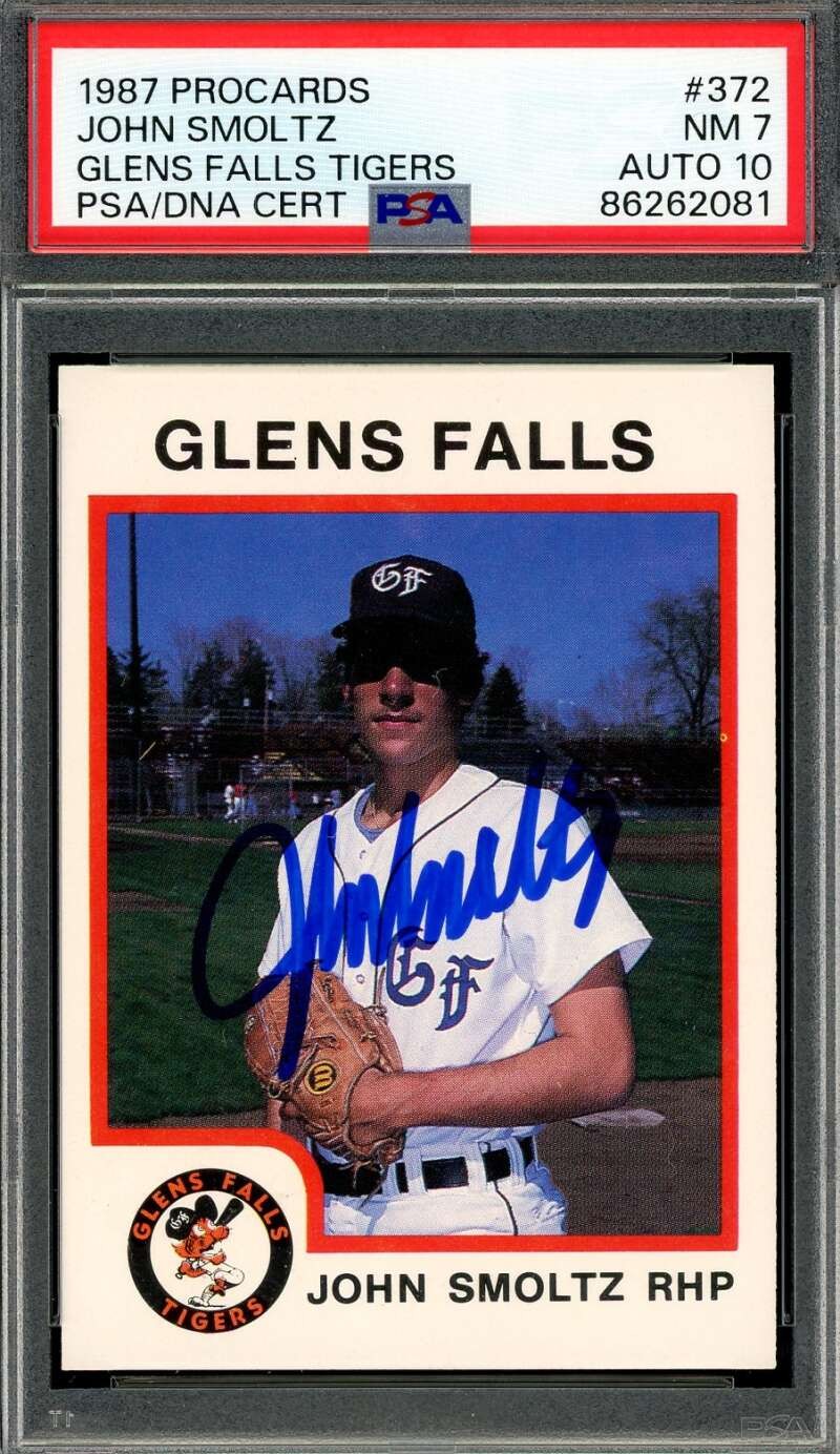 John Smoltz Gem Mint 10 PSA DNA Signed 1987 Procards Glens Falls Autograph