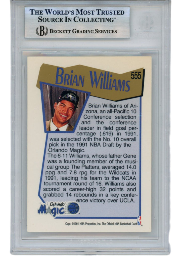 Brian Williams Autographed 91-92 Hoops #555 Slabbed Trading Card Beckett 52712