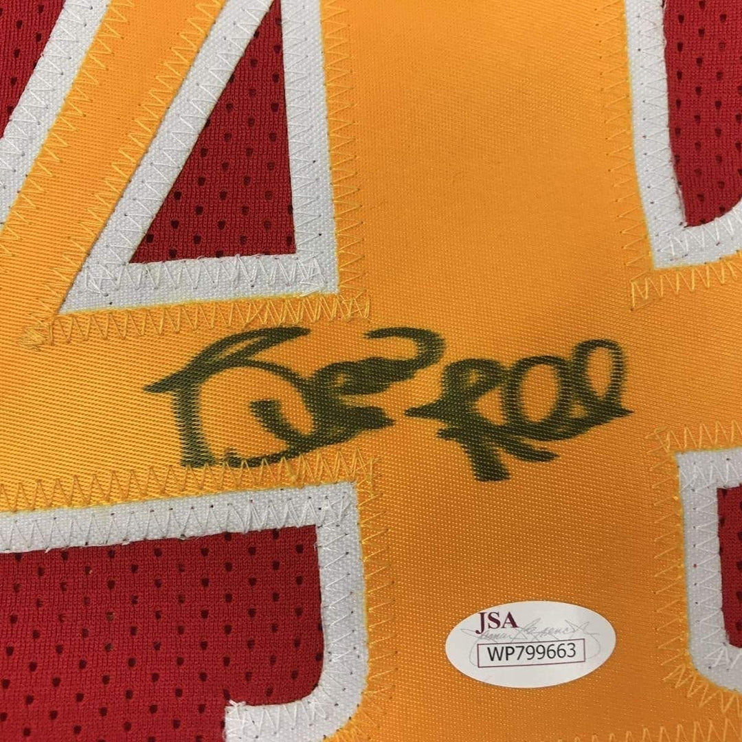 FRAMED Autographed/Signed SPUD WEBB 35x39 Atlanta Red Jersey JSA COA Auto