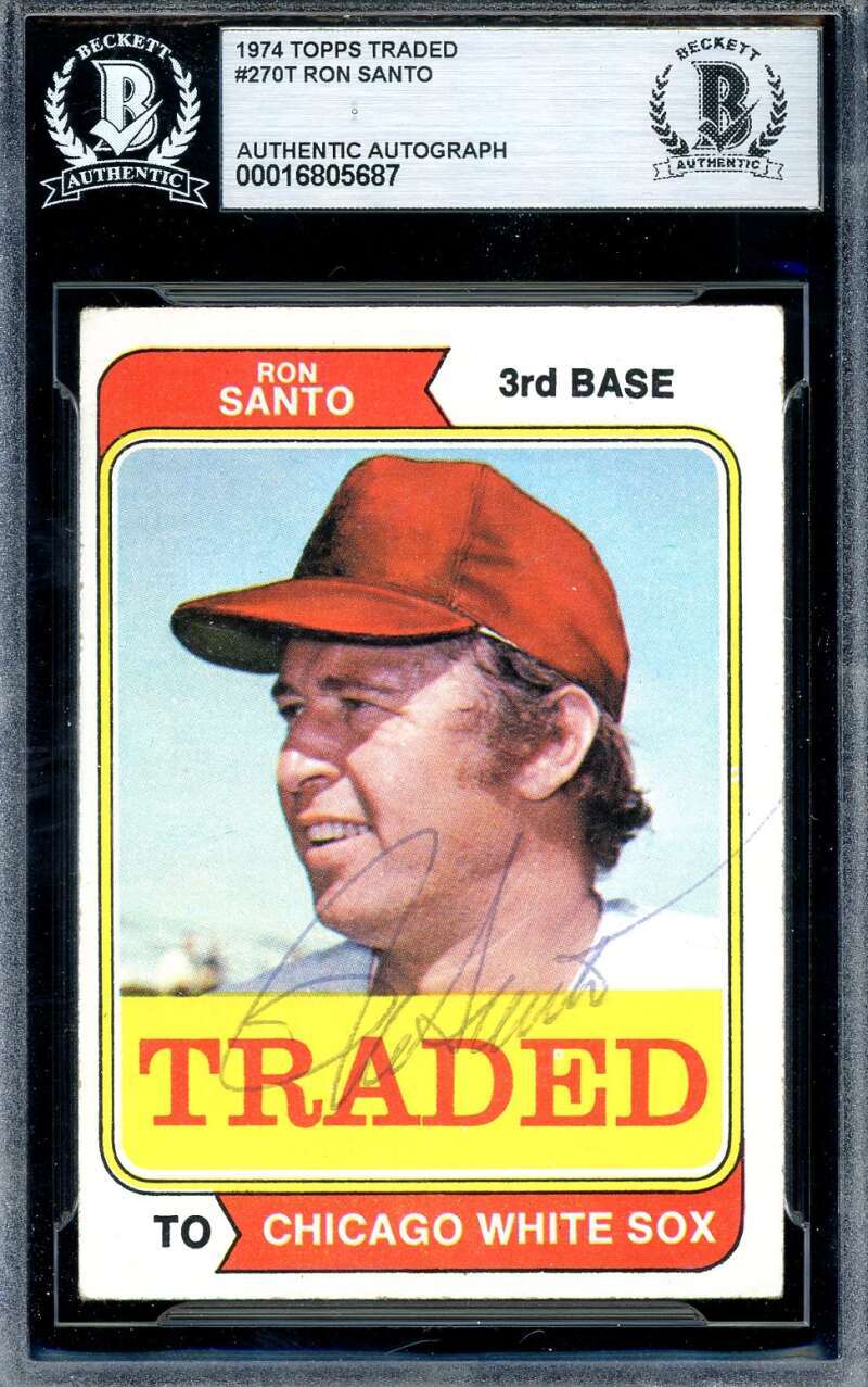 Ron Santo Beckett BAS Signed 1974 Topps Traded Autograph