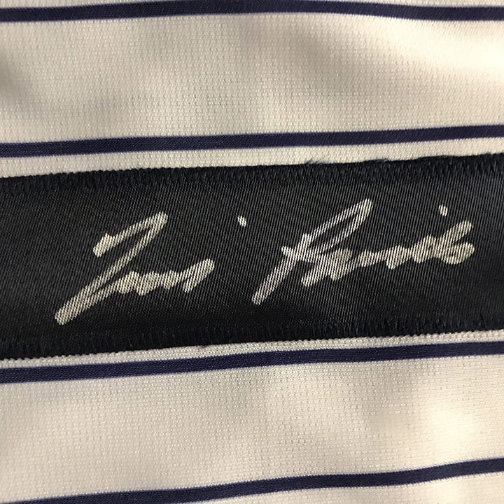 FRAMED Autographed/Signed TIM RAINES 33x42 New York Pinstripe Jersey JSA COA