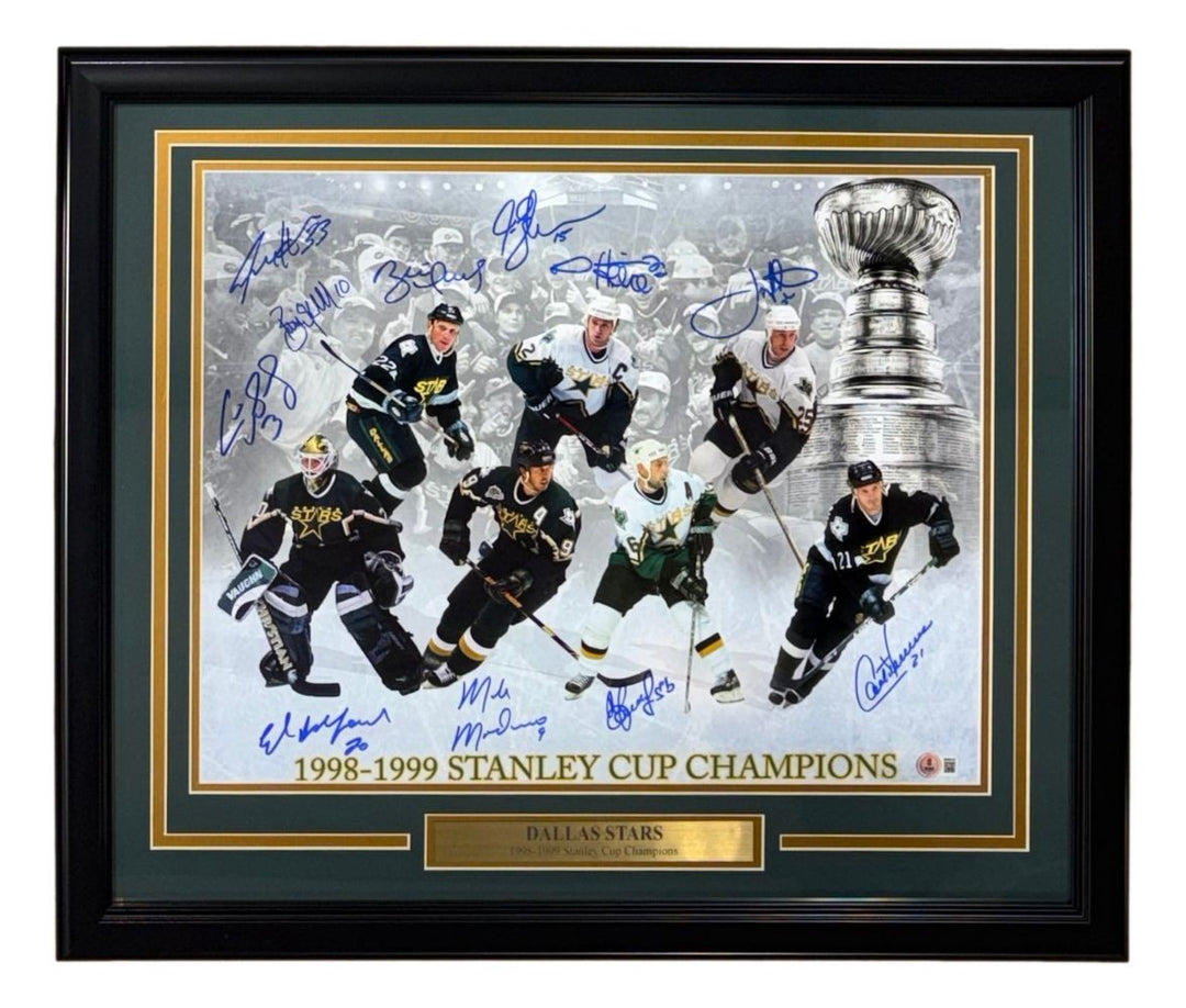 1998/99 Dallas Stars (10) Signed Framed 16x20 Stanley Cup Collage Photo 2 BAS