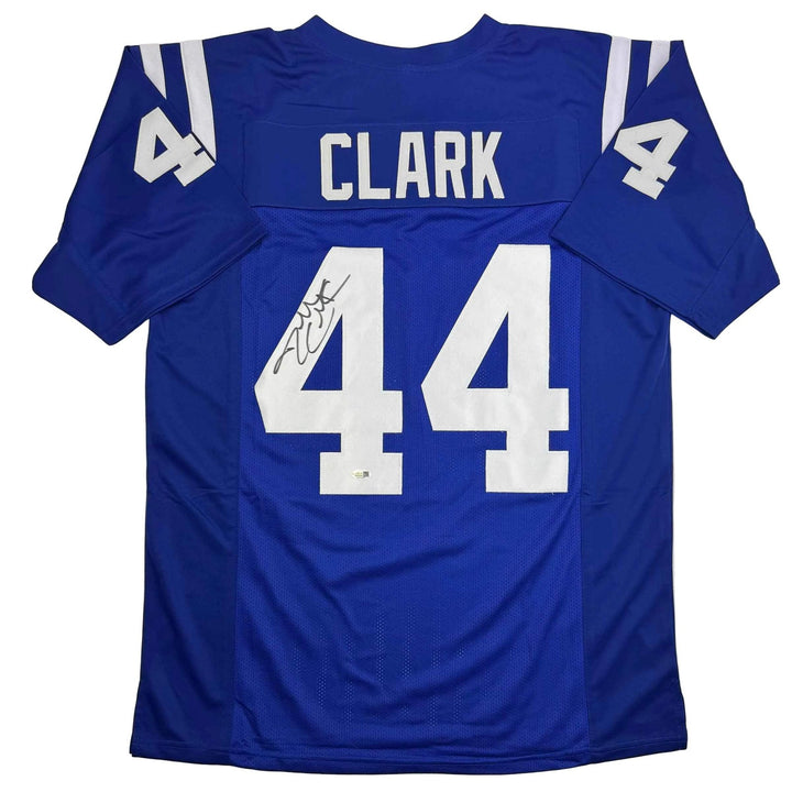 Autographed/Signed DALLAS CLARK Indianapolis Blue Football Jersey JSA COA Auto