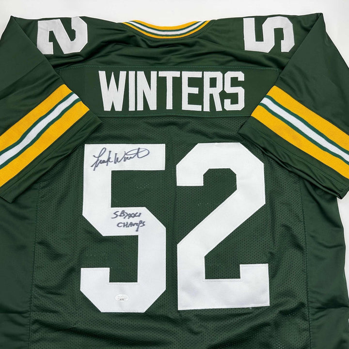 Signed Frank Winters SB XXXI Champs Green Bay Green Jersey JSA COA