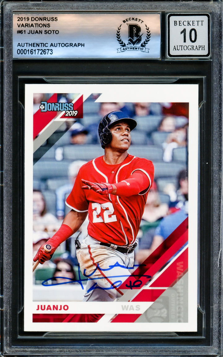 Juan Soto Autographed 2019 Donruss Variations Card Gem 10 Auto Beckett 16172673
