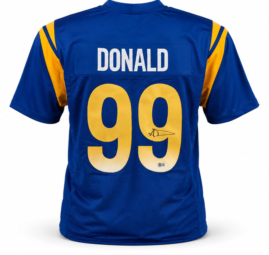 Los Angeles Rams Aaron Donald Signed Blue Jersey Beckett BAS Witness