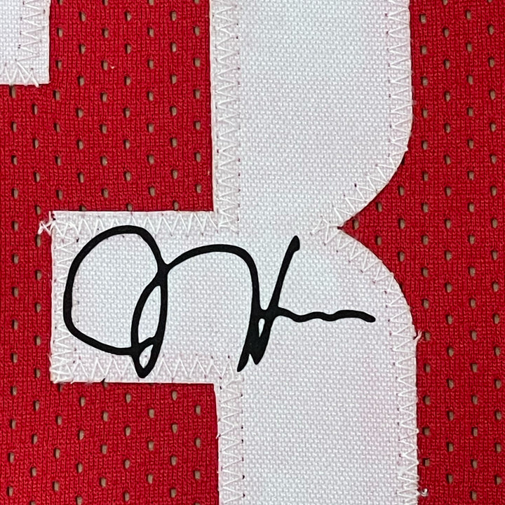 Framed Facsimile Autographed James Harden 33x42 Red Reprint Laser Auto Jersey
