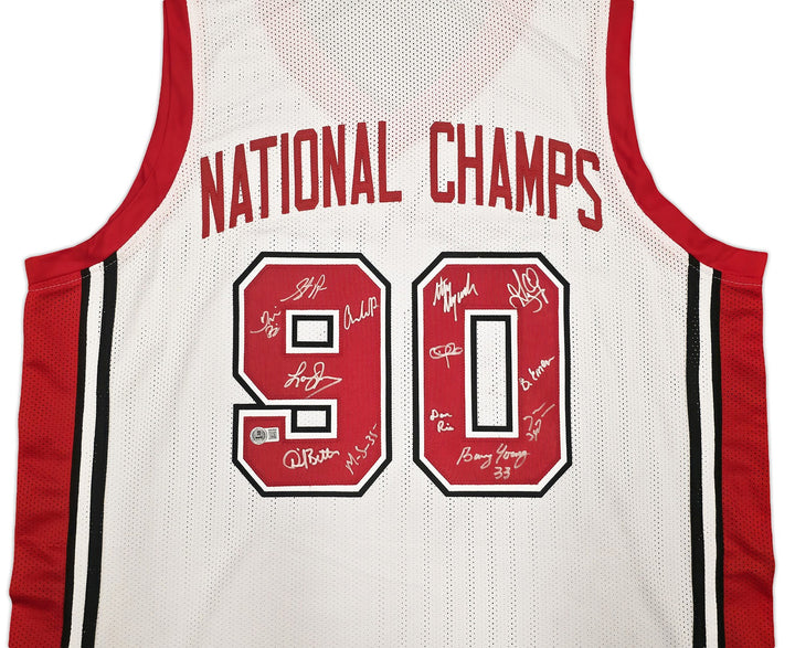 UNLV Runnin Rebels 1990 NCAA Champ Auto White Jersey 13 Sig Larry Johnson Becket