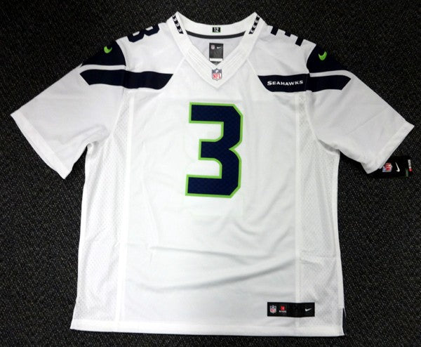 Seattle Seahawks Russell Wilson Signed White Nike Twill Jersey Size XXL RW Holo