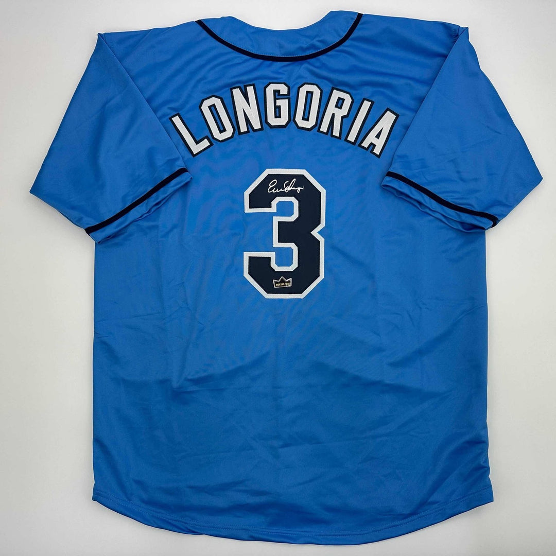 Facsimile Autographed Evan Longoria Tampa Bay Light Blue Jersey Men's XL