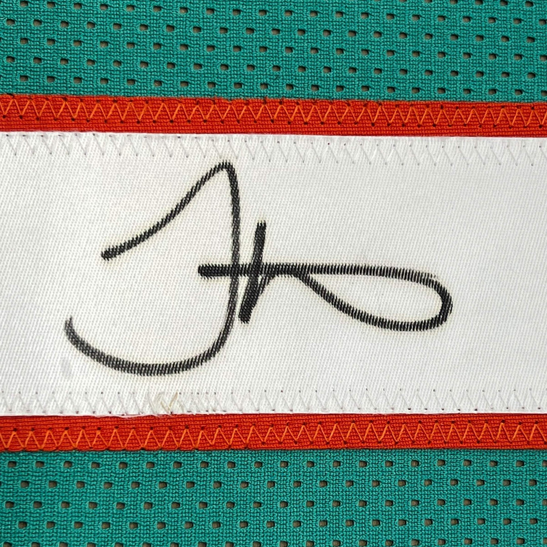 Framed Autographed/Signed Tyreek Hill 33x42 Miami Retro Teal Jersey JSA COA