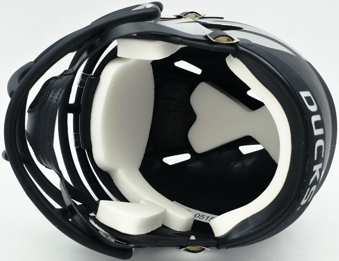 Tez Johnson Signed Oregon Ducks Matte Black Speed Mini Helmet JSA Witness