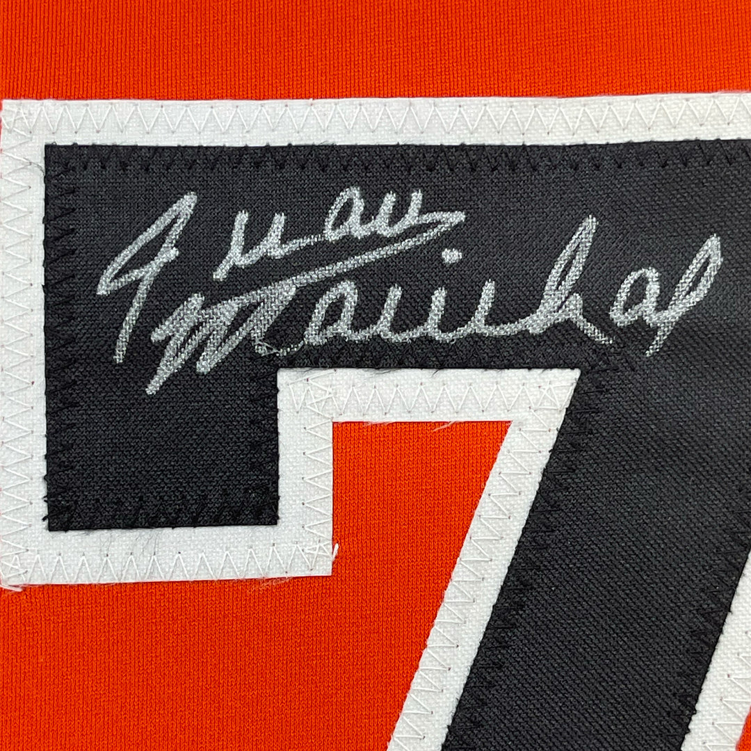 FRAMED Autographed/Signed JUAN MARICHAL 33x42 San Fran Orange Jersey JSA COA