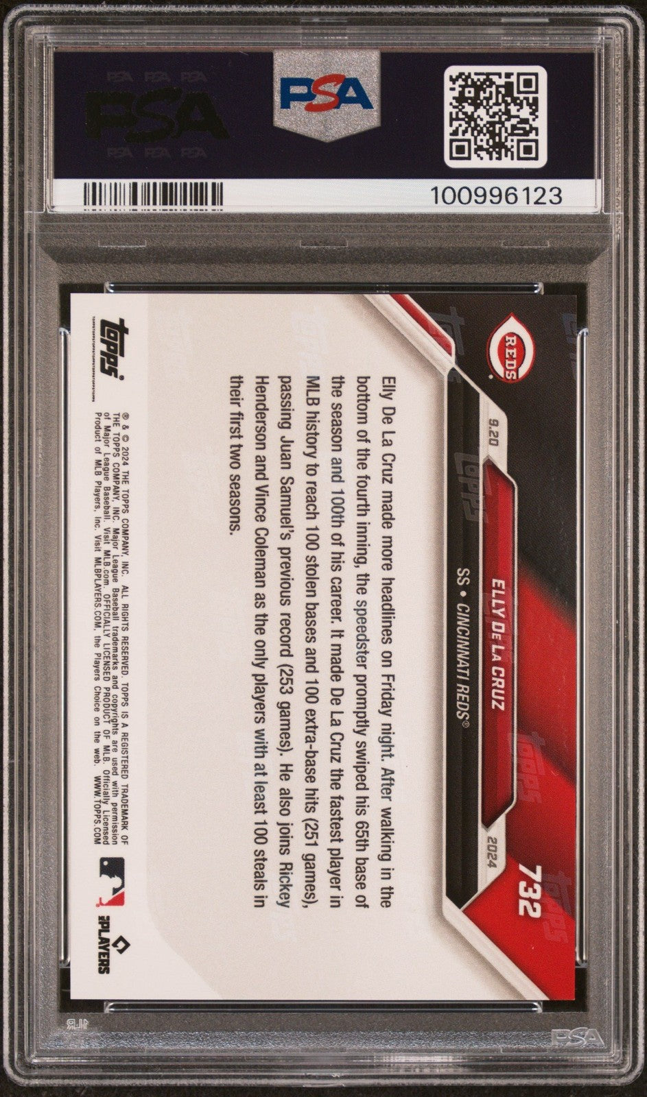Graded 2024 Topps Now Elly De La Cruz #732 Rookie RC Card PSA 10 Gem