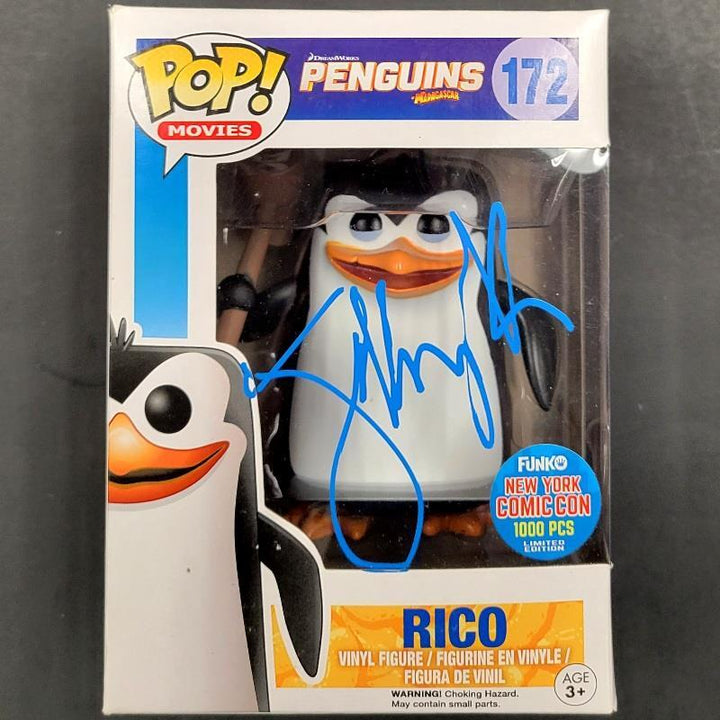 Penguins producer Jeffrey Katzenberg signed Rico NYCC Funko Pop 1000 pc ~ BAS