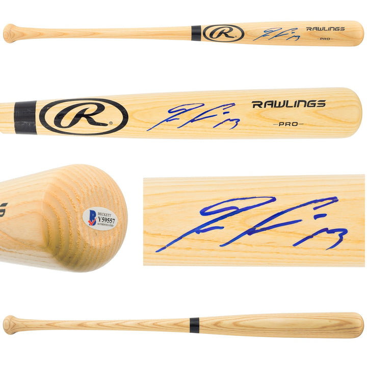 Ronald Acuna Jr. Signed Blonde Rawlings Baseball Bat Atlanta Braves Beckett BAS