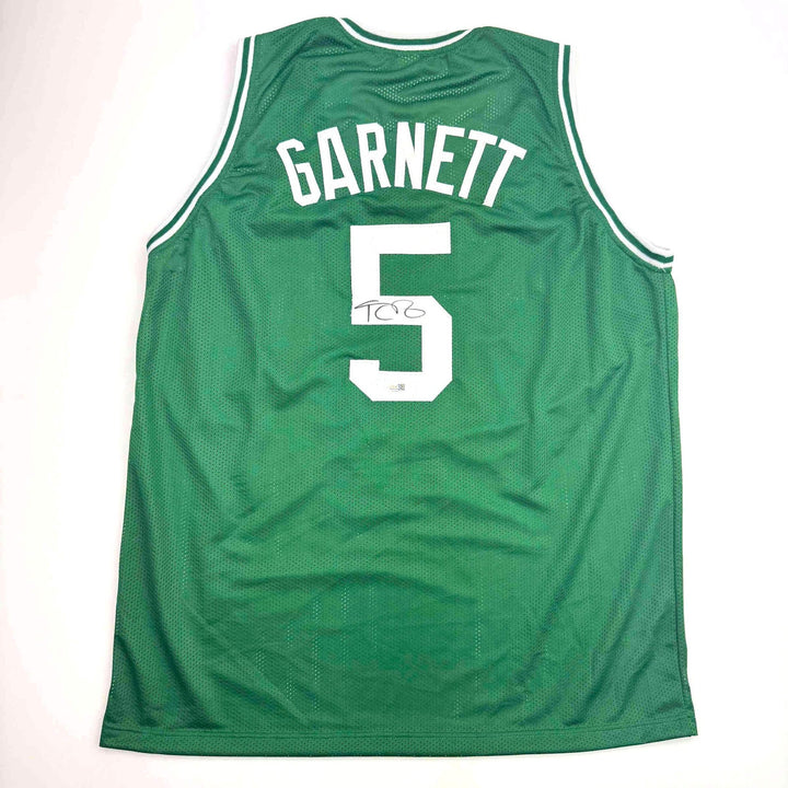 Autographed/Signed Kevin Garnett Boston Green Basketball Jersey Beckett BAS COA