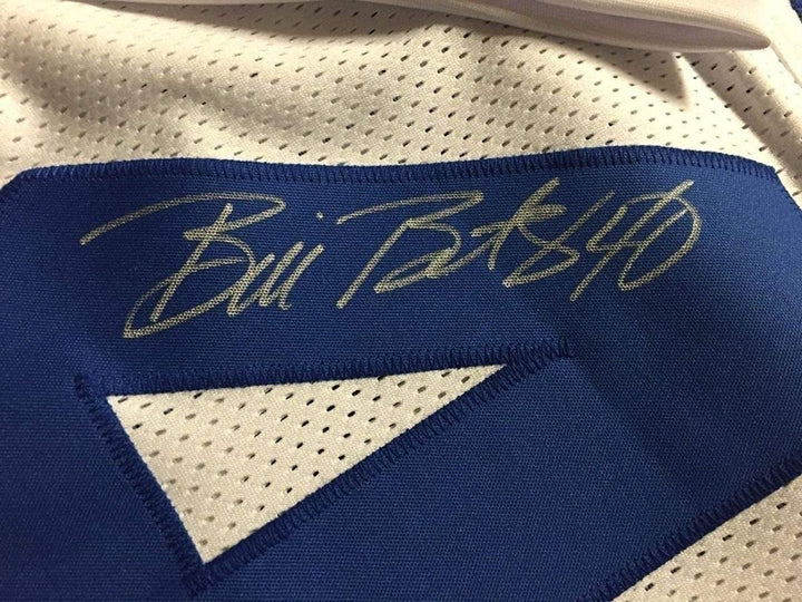 Framed Autographed/Signed Bill Bates 35x39 Dallas White Jersey JSA COA