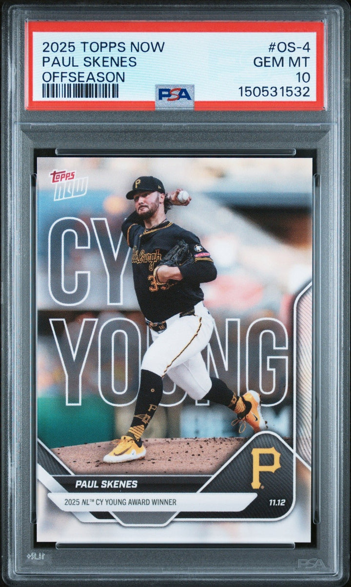 Graded 2025 Topps Now Paul Skenes #OS4 Offseason Card PSA 10 Gem Mint