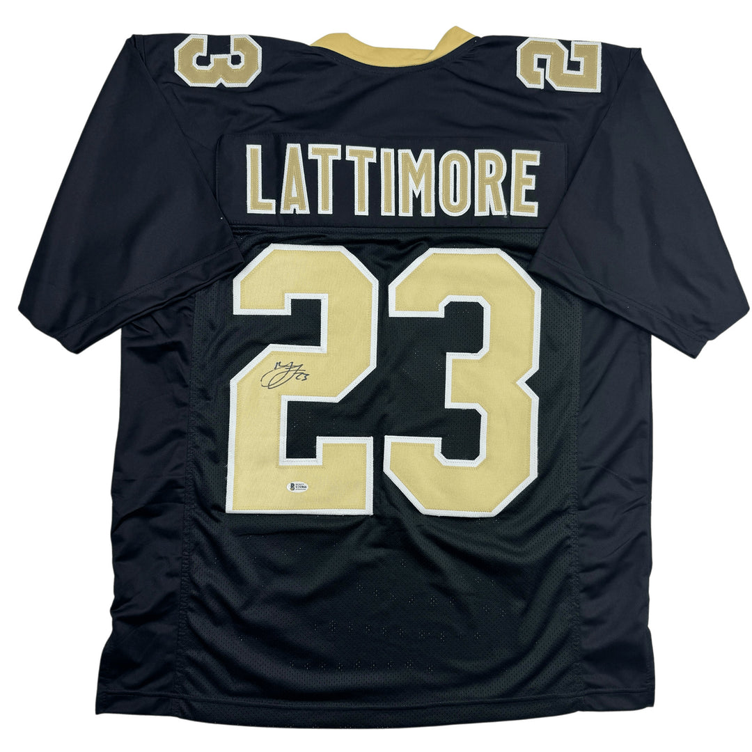 Autographed/Signed Marshon Lattimore New Orleans Black Jersey BAS COA