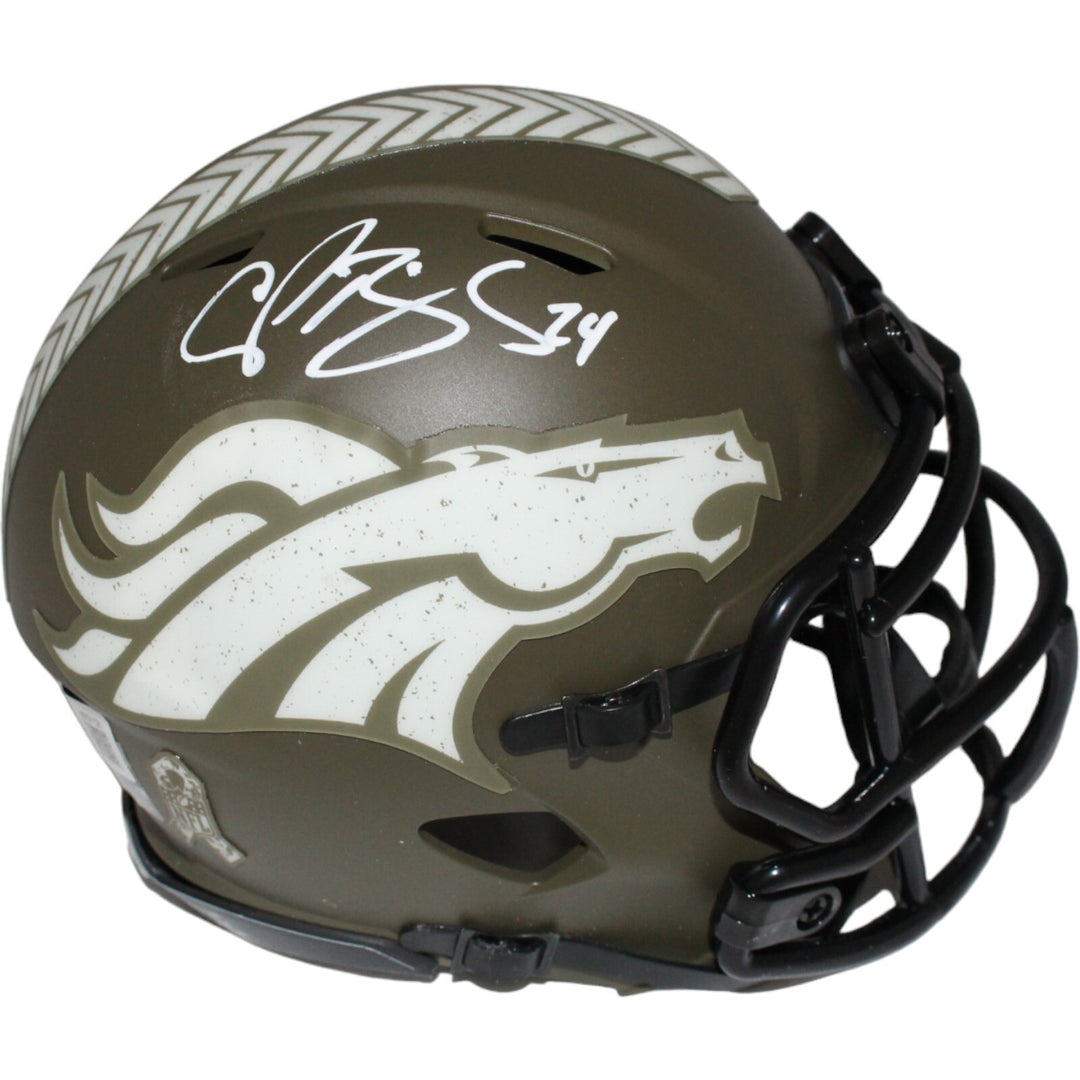 Champ Bailey Autographed Denver Broncos Salute Mini Helmet Beckett 42286