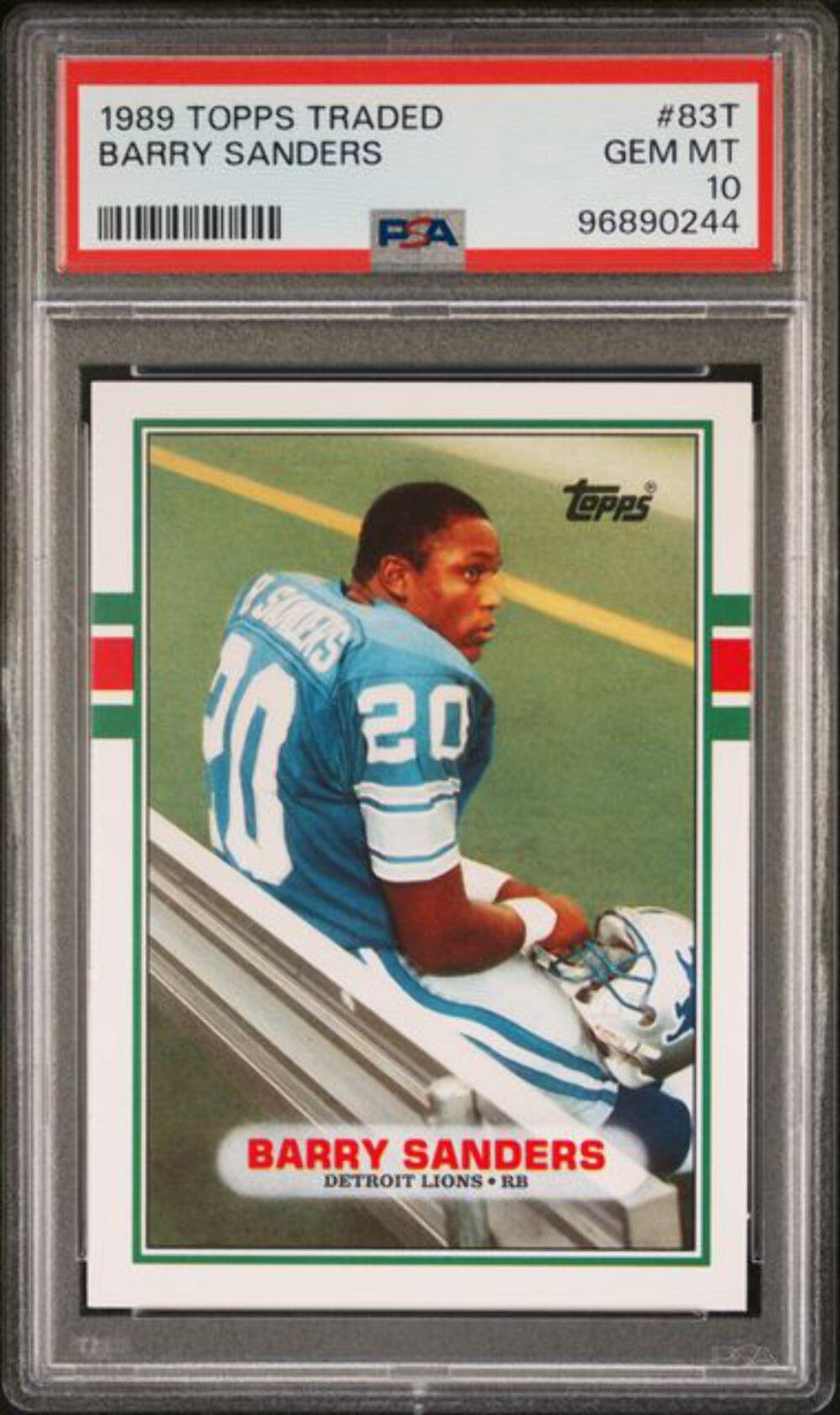 Graded 1989 Topps Traded Barry Sanders #83TTT Rookie RC Football Card PSA 10