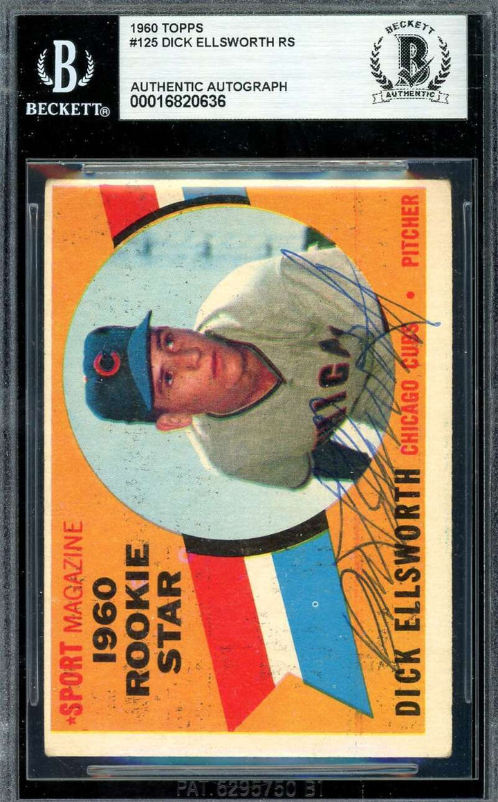 Dick Ellsworth Beckett BAS Vintage Signed 1960 Topps Rookie Star Autograph